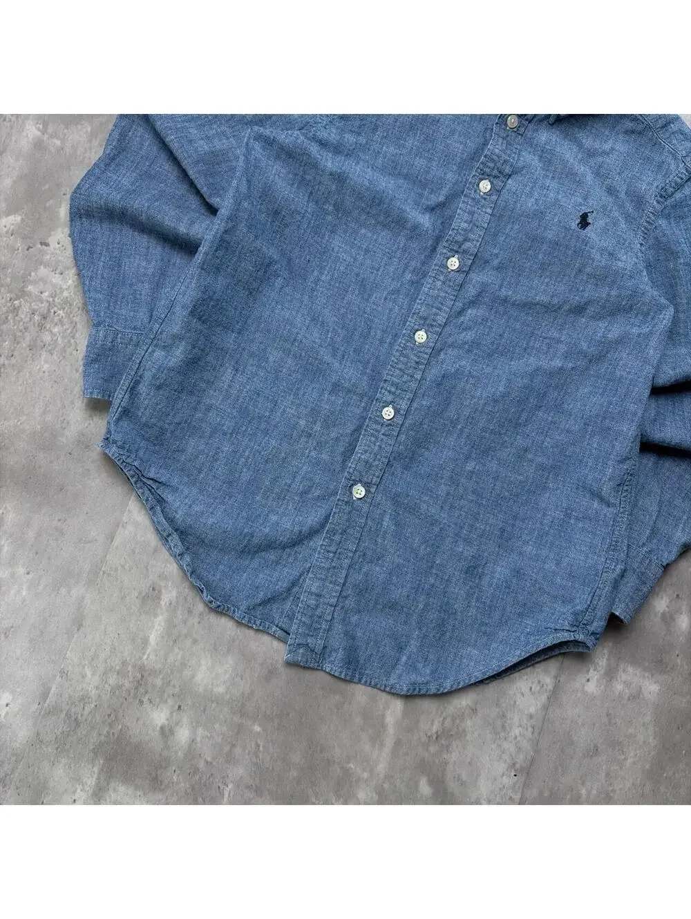 Y2 Blue Polo Ralph Lauren Linen Long Sleeve Button Up Shirt